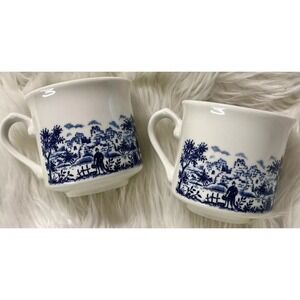Pastoral Chinoiserie Coffee Cups‎ Made in England Set Of 2